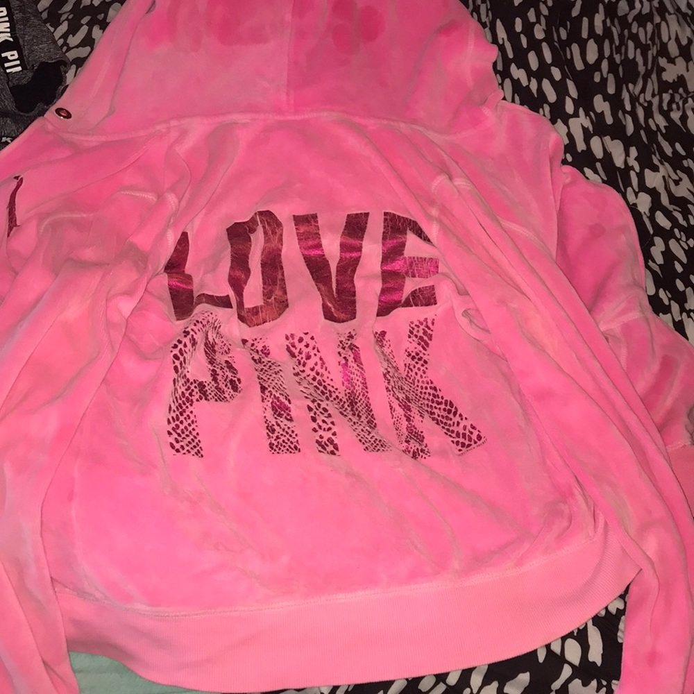 Velour pink zip up jacket
